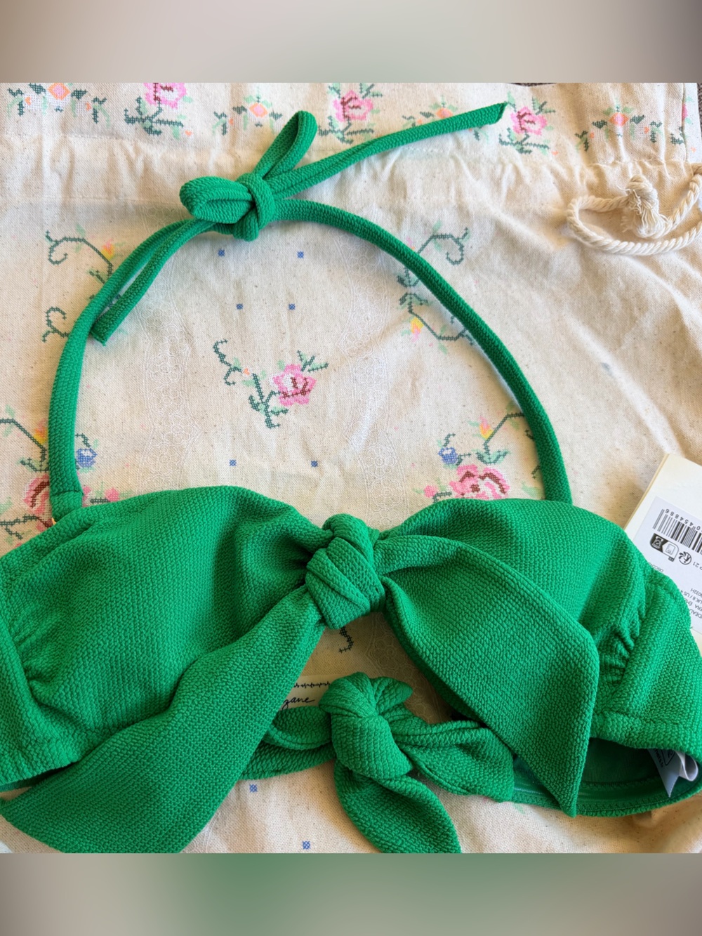 Sézane x YSÉ Green Tie Front Bikini Top